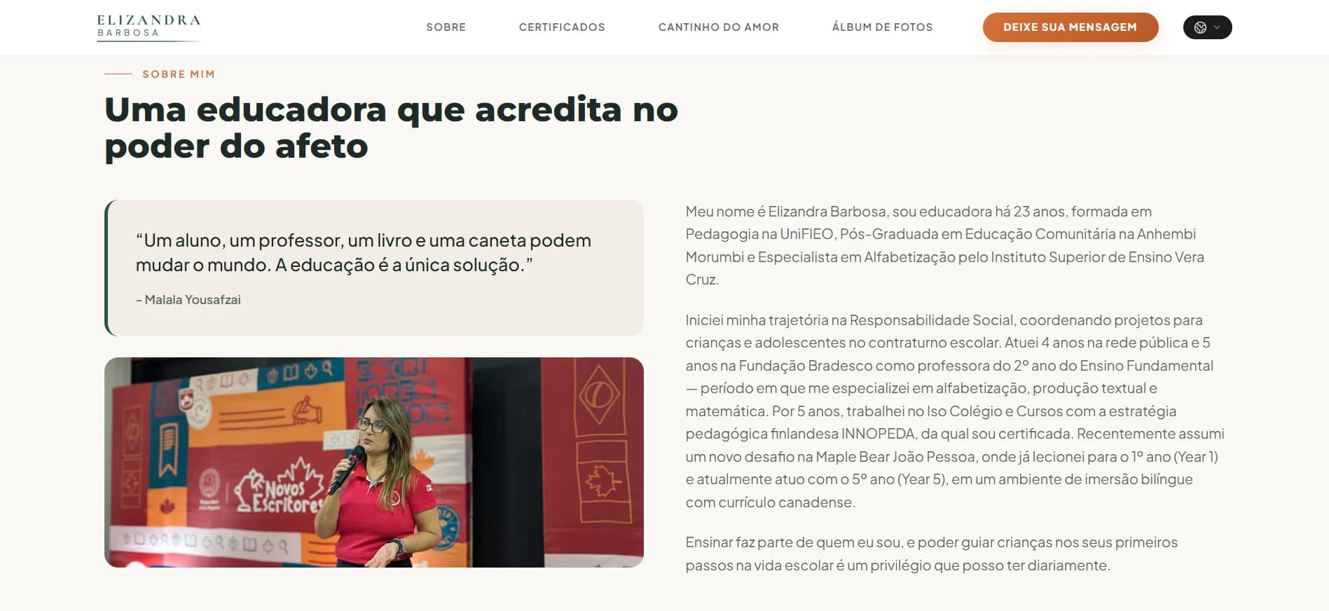 Site Elizandra Barbosa — Sobre mim
